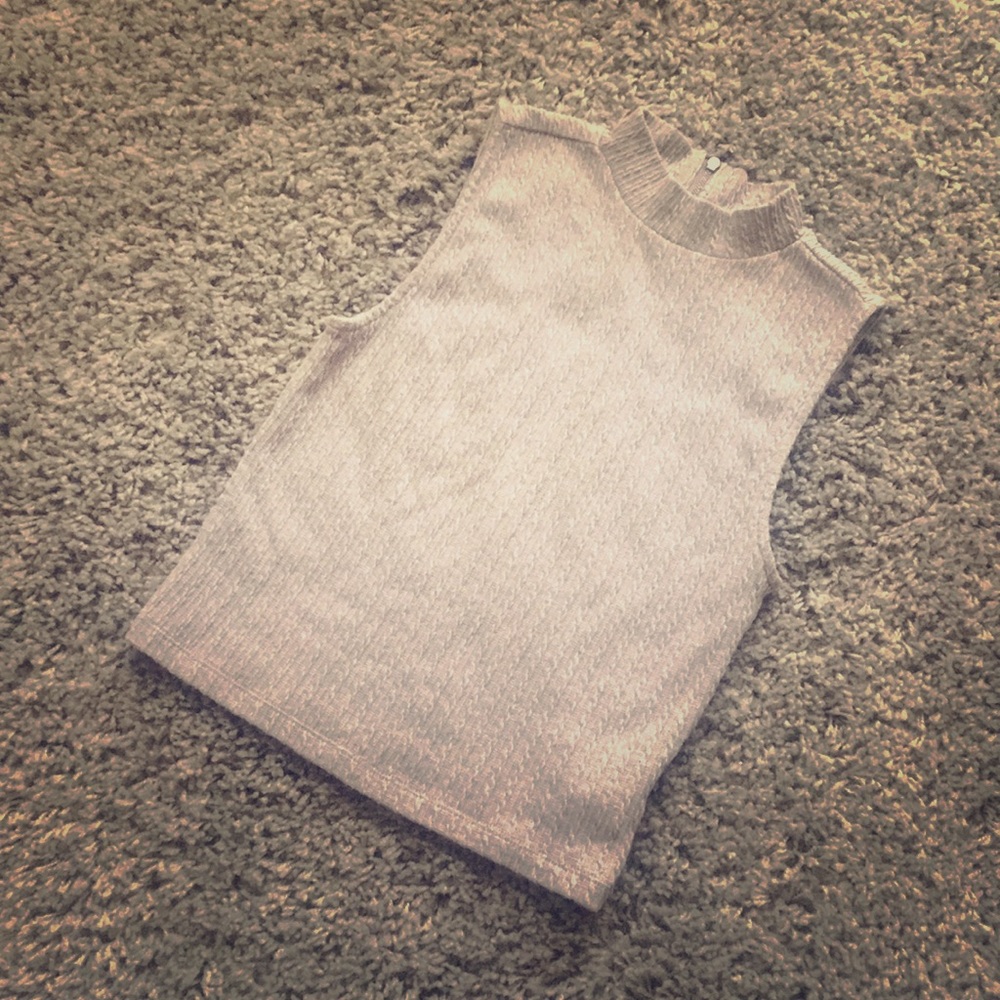 Gray Turtleneck Crop Top